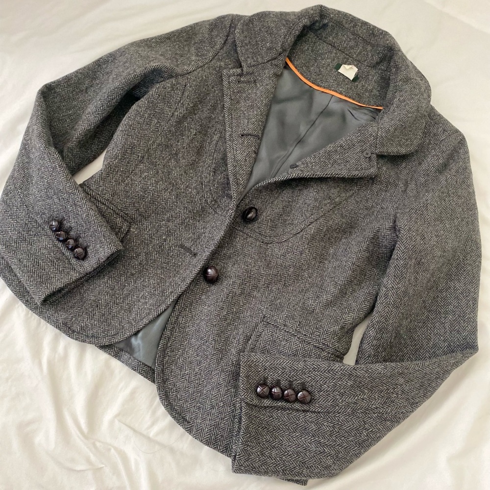 J.Crew Gray Herringbone Blazer
